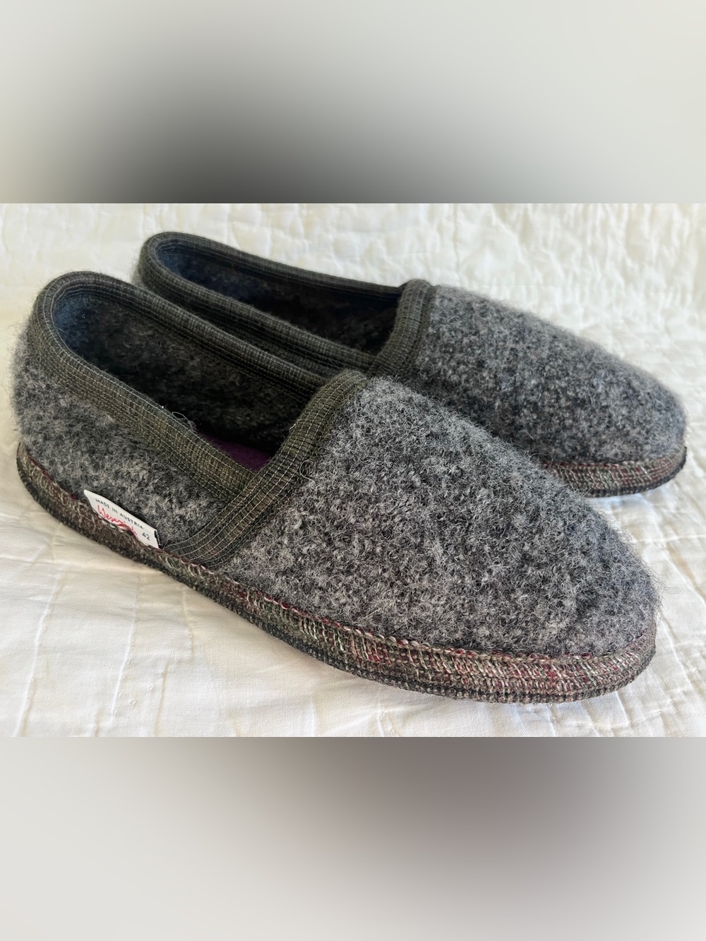 Vintage Wesenjak Austria Boiled Wool Slippers Size 42 Men 9.5 Women 11 Gray